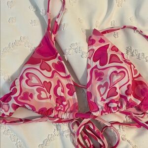 Wild Fable Pink and Red Heart Bikini Top